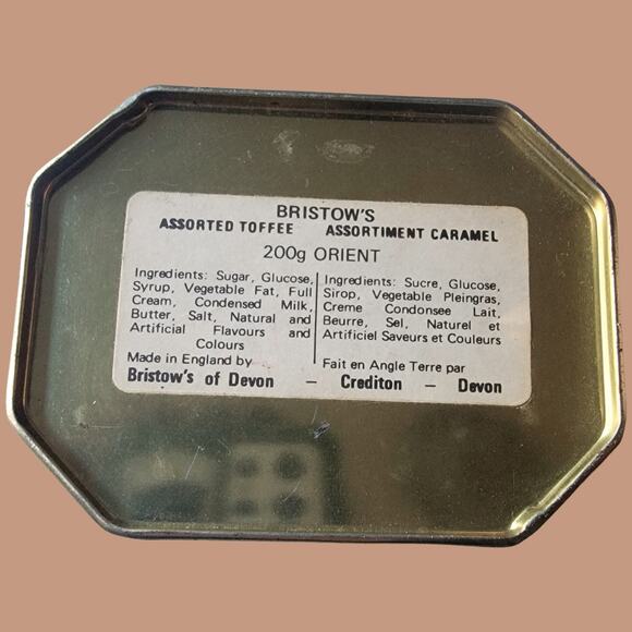 Vintage 1950s Chinoiserie Hinged Lid Tin Canister for Bristow of Devon Candies - Picture 5 of 6